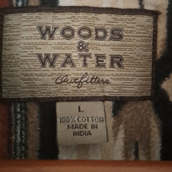 WOODS & WATER Outfitters Men's Co Tan Aztec Tribal Sothwestern Long Sleeve Sz Lg - Picture 2 of 7